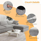160" Cloud Sectional Couch, Overzised Down Filled Couch, 8 Seater Convertible - Image 3