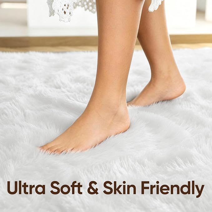 7x10 Large White Fluffy Soft Area Rug Non-Slip - Image 5