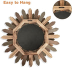Emfogo Wall Mirror 21 inch Large Rustic Wood Boho Mirror Wall Decor Boho Room - Image 5