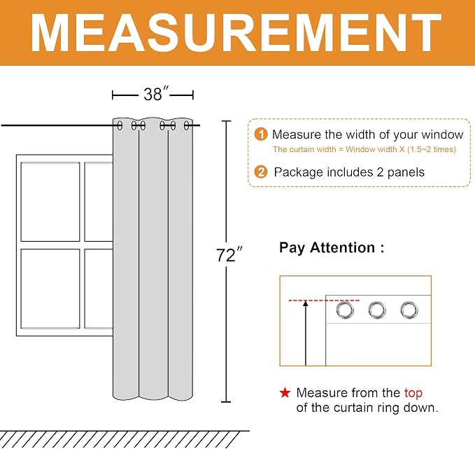 Blackout Curtains for Bedroom, Mustard Yellow 38 x 72 Inch 2 Panels | Light - Image 7