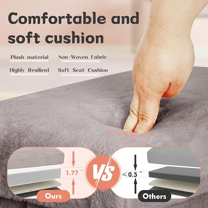Ottoman with Storage, Folding Soft Fur Ottoman Foot Rest Stool with Thicker - Image 5
