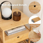 Giantex Bamboo Nightstand, Wood Side Table - Image 5