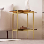 LumFurn Glass End Table, Mid-Century Modern Design Sofa Table, L41 x W21 x H17 - Image 4