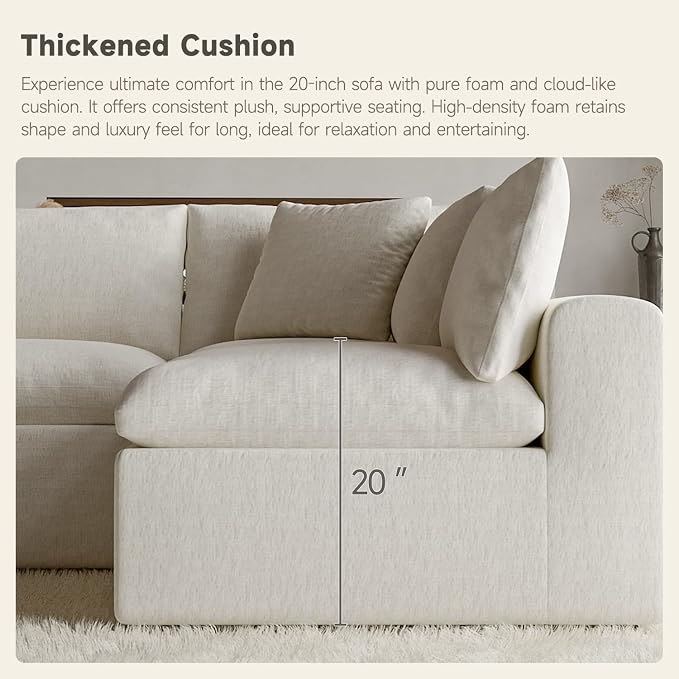 130" Modern Boneless Cloud Couch, Sectional Couches - Image 8