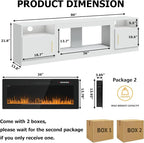 PRETZI Fireplace TV Stand with 36" Fireplace Up to 90" TVs, Remote Control - Image 7