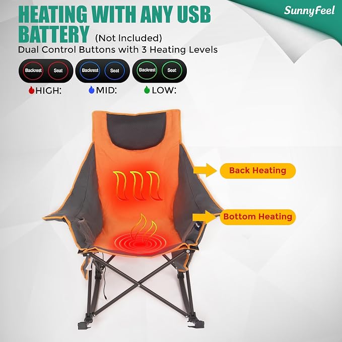 SUNNYFEEL Oversized Heated Rocking Camping Chair, Fully Padded Patio Chair - Image 6