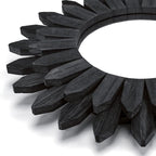 Honiway Black Wall Decor Wall Mirror 12 inch Boho Wall Decor Wood Decorative - Image 2