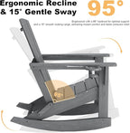 Adirondack Rocking Chair with Retractable Ottoman, Outdoor Folding Adirondack - Image 5