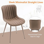 YOUNUOKE Mid-Century Modern Dining Chairs Set of 2, Khaki PU Leather - Image 9
