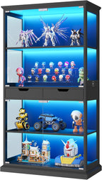 Jocoevol Display Cabinet with Glass Doors, 4-Tier Glass Display Case with Human - Image 8