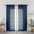 Navy Blue Sheer Curtains 72 Inches Long 2 Panels, Transparent Voile Sheer by OWENIE