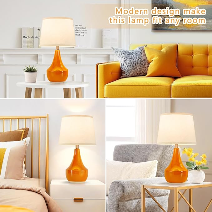 GyroVu 18" Table Lamp Set of 2, Ceramic Lamp Classic Beside Lamps Nightstand - Image 3