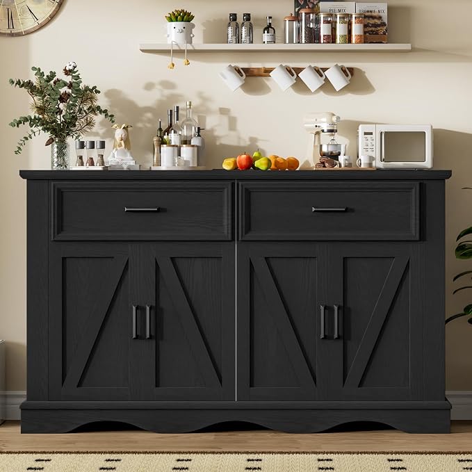 56" Large Wooden Buffet Cabinet - Image 7