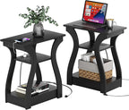 FROMJBEST Black End Table Set of 2 by FROMJBEST