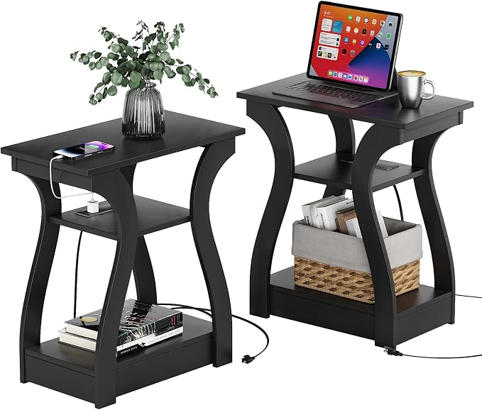 FROMJBEST Black End Table Set of 2 by FROMJBEST