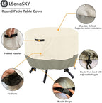 Round Patio Table Cover, 600D Heavy Duty Outdoor Furniture Covers Waterproof - Image 3
