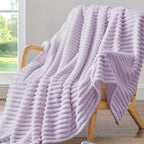 BEDELITE Ribbed Twin Blanket for Couch & Bed, Lavender Fog, Warm Yet Lightweight - Image 5