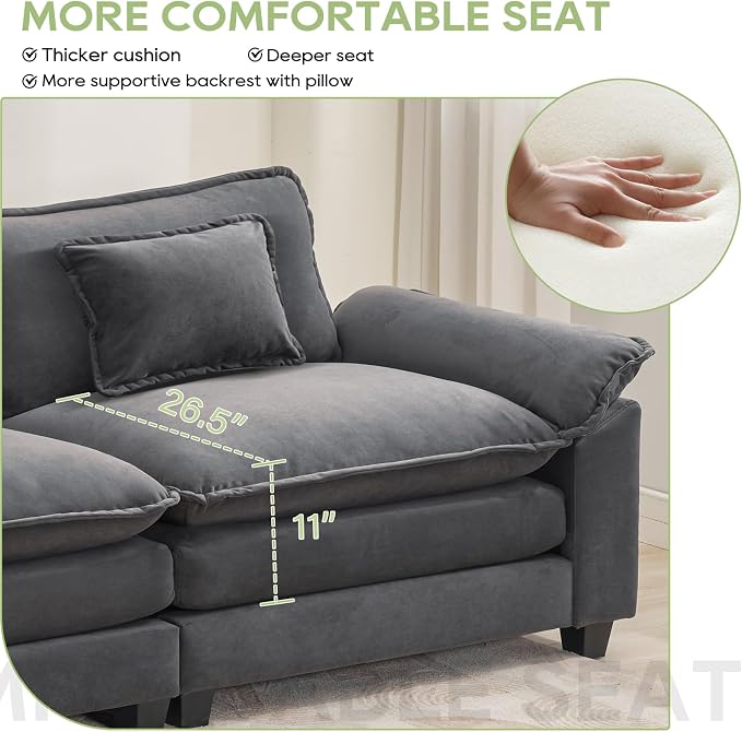 Oprisen 53" Modular Sectional Sofa, Comfy Cloud Couch Sectional Sofa - Image 4