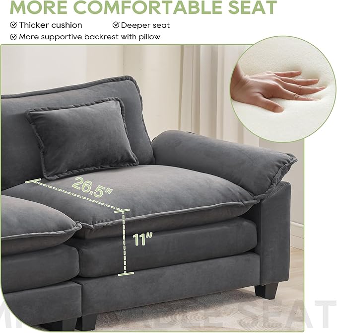 Oprisen 120" Modular Sectional Sofa, Comfy Cloud Couch Sectional Sofa - Image 4