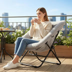 Tiita Comfy Saucer Chair, Soft Faux Fur Oversized Folding Accent Chair - Image 9