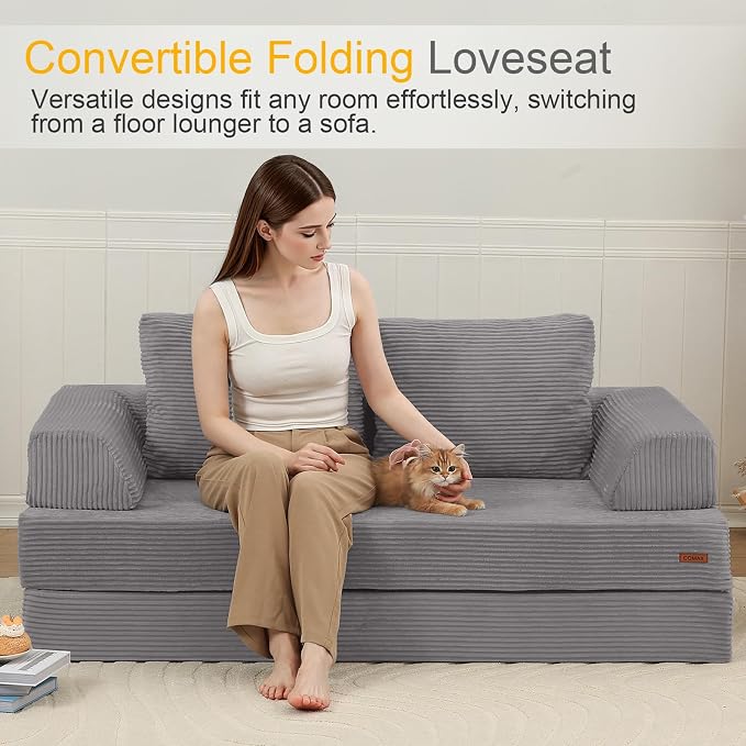 COMAX Futon Sofa Bed, Convertible Folding Sofa Bed, Boneless Couch Loveseat - Image 3