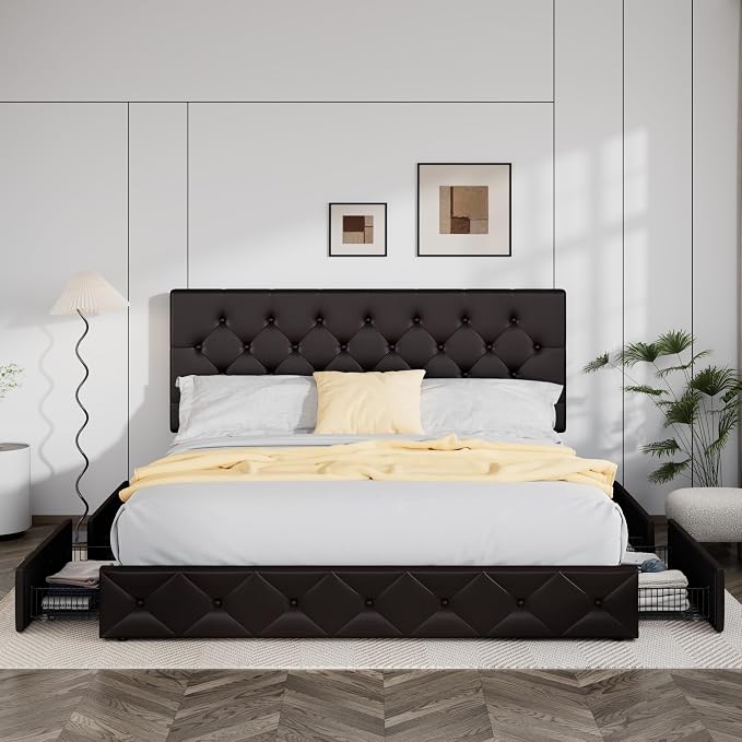 Allewie Upholstered King Size Platform Bed Frame - Image 3