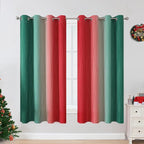 Red and Green Ombre Blackout Curtains 52Wx63L 2 Panels | Ombre Christmas - Image 2