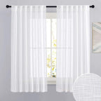 RYB HOME Linen Semi Sheer Curtains 63 inch Length by RYBHOME