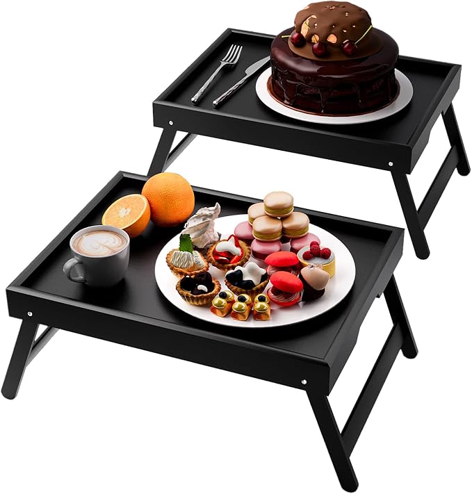 Fibogollo 2 Pack Bamboo Bed Tray Table by Fibogollo