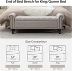 SOFTHION 58.1" Storage Bench Upholstered Linen End of Bedroom Bed Bench Ottoman - Image 5