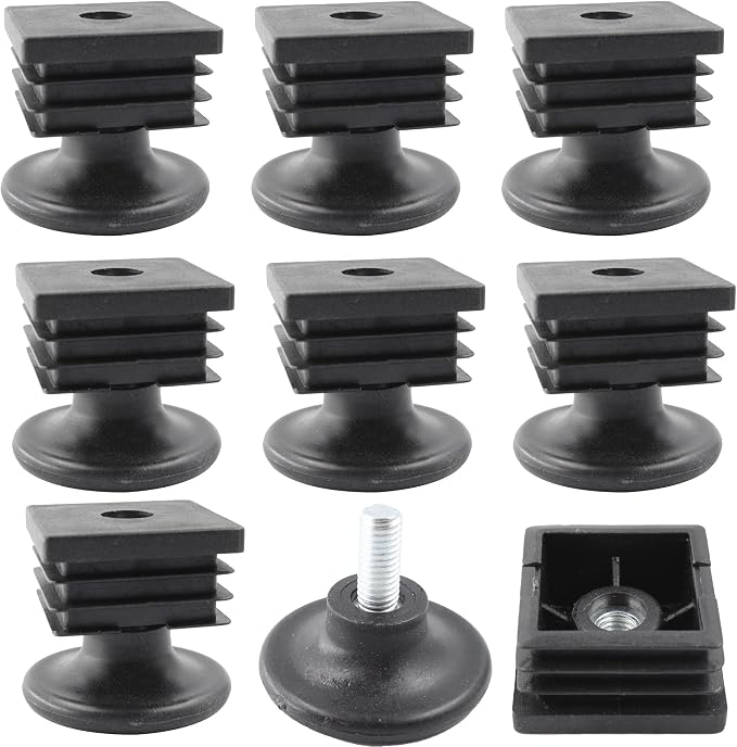 8Pcs Adjustable Leveling Feet 38 x 38mm Square Insert Kit Furniture Glide by Unknown