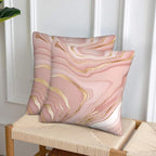 Pink and Gold Marble Throw Pillow Covers 18x18 Inch Set of 2, Abstract Art - Image 2
