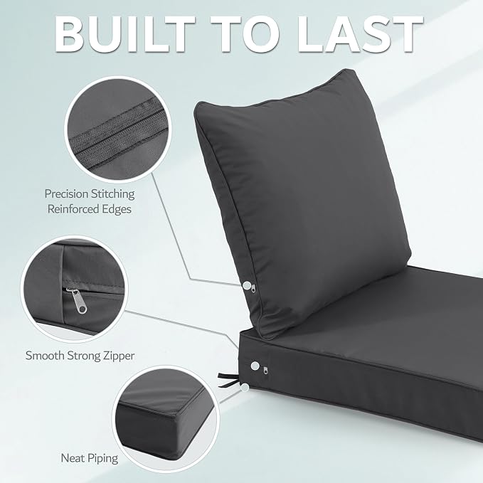 19x19 Inch Patio Chair Cushions Set of 2, Outdoor Furniture Cushions - Image 6