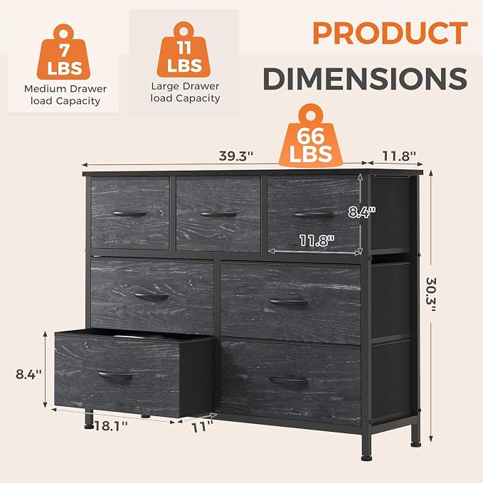 Sweetcrispy 7 Drawer Dresser, Fabric Storage Tower Organizer - Image 3