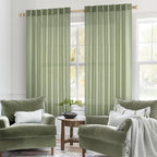 MIULEE Sage Green Linen Curtains 52x63 Inch Length 2 Panels - Image 2