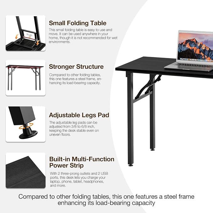 TEMI Small Computer Desk Folding Table - Image 8