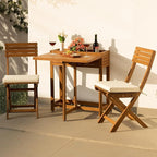 IDZO Natural 3-Piece Bistro Set: Foldable 400lbs Chairs, 220lbs Shelf Table by Idzo