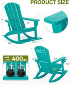 Outdoor Oversized Adirondack Rocking Chairs, All Weather HDPE Patio Rocking - Image 2