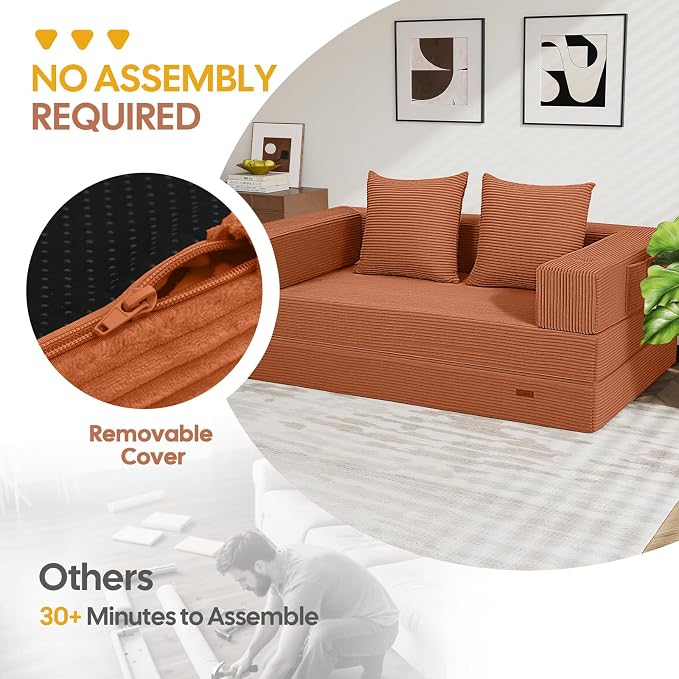 COMAX Futon Sofa Bed, 4‑in‑1 Convertible Sofa Bed, Folding Boneless Couches - Image 7