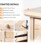 VINGLI Unfinished Natural Solid Wood 6 Drawer Dresser - Image 7