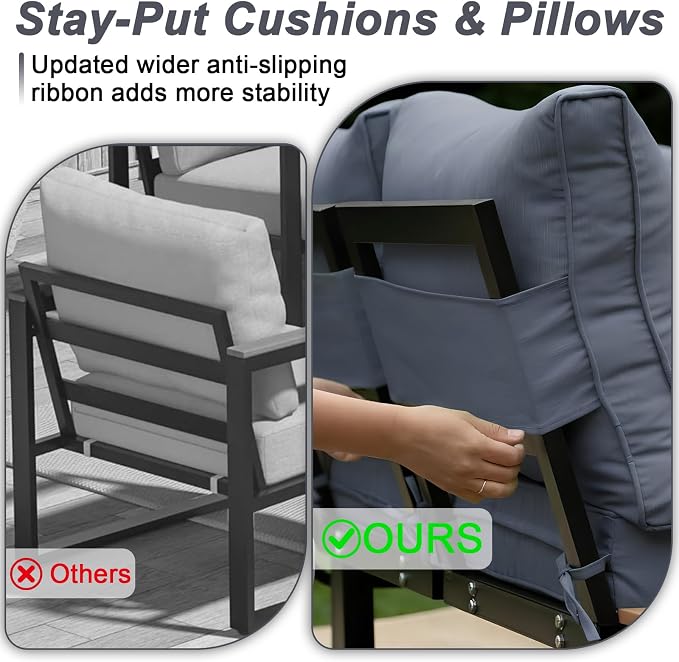 JOYURE 4-Piece Patio Furniture Set, Metal Outdoor Sectional Sofa - Image 4