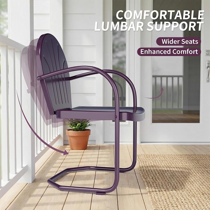 Patio Bistro Set Retro Metal Outdoor Seating Conversation 3 Pieces, 2 C-Spring - Image 5