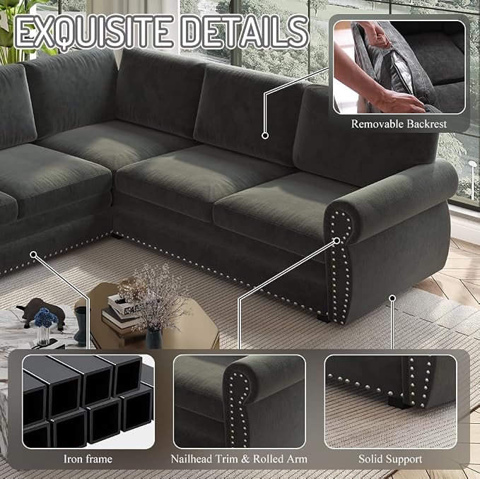 118" L-Shaped Sleeper Couch Bed - Image 3