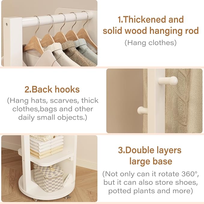 WoodsWhisper Full Length Mirror Coat Rack Solid Wood Floor Mirror 66"x12" Full - Image 6