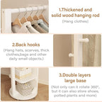 WoodsWhisper Full Length Mirror Coat Rack Solid Wood Floor Mirror 66"x12" Full - Image 6
