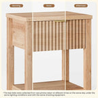Fluted Night Stand with Golden Handle, Bedside Table with Storage Shelf - Image 5