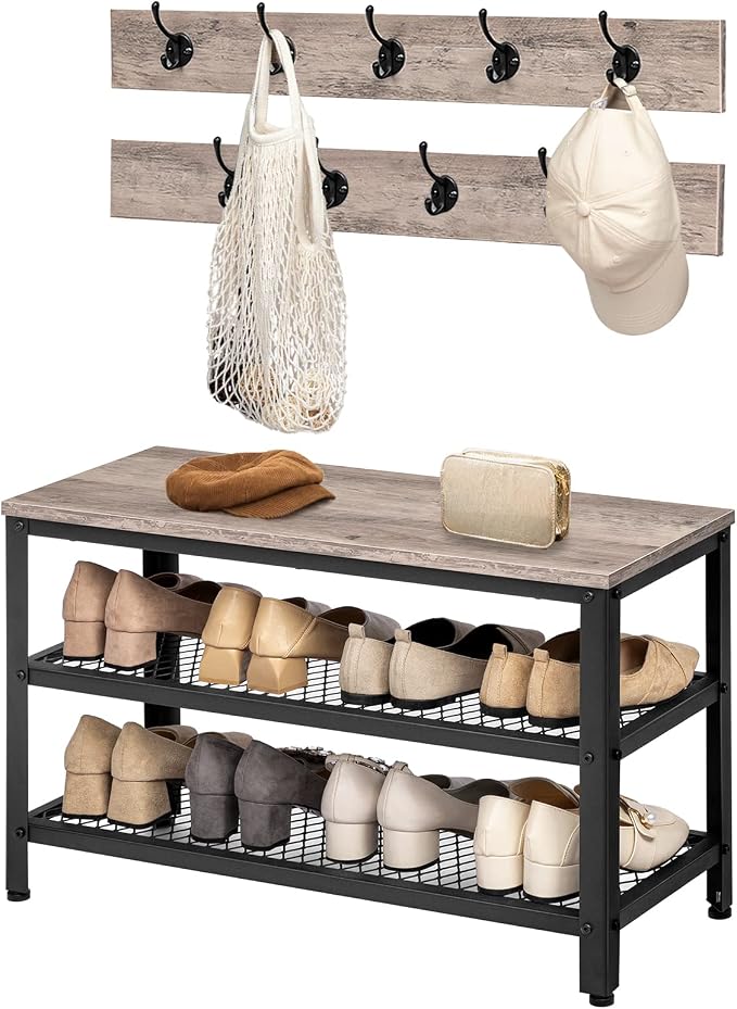 HOOBRO Hall Tree Entryway Storage Bench, Coat Rack Shoe Bench, Shoe Rack - Image 9