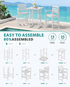 SERWALL 5 Pieces Adirondack Bar Chairs Set, HDPE Adirondack Barstools Chairs - Image 7