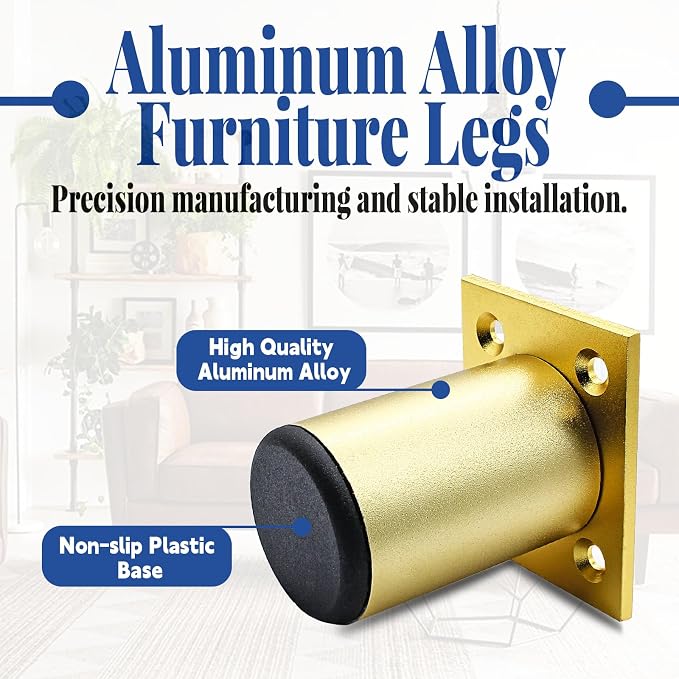Set of 4 Aluminum Alloy Furniture Legs 2.36 Inch Height, 1.5 Inch Diameter - Image 3