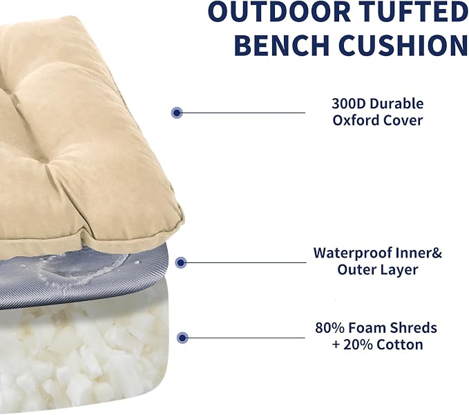 IPYNBAP Outdoor Bench Cushion, Waterproof Bench Cushion - Image 3